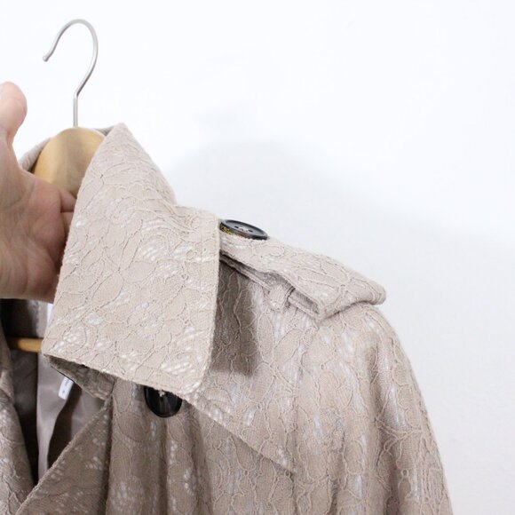 *BCBGeneration Women's Belted Lace Beige Trench Coat - Picture 11 of 11